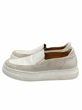 M. Gemi EU 39 US 8.5 White Zeta Crocodile Print Slip On Loafer Leather Shoes